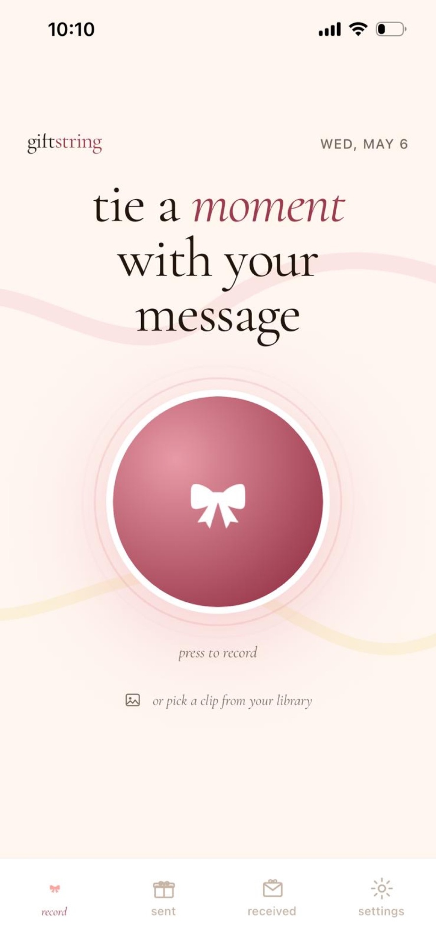 giftstring record screen